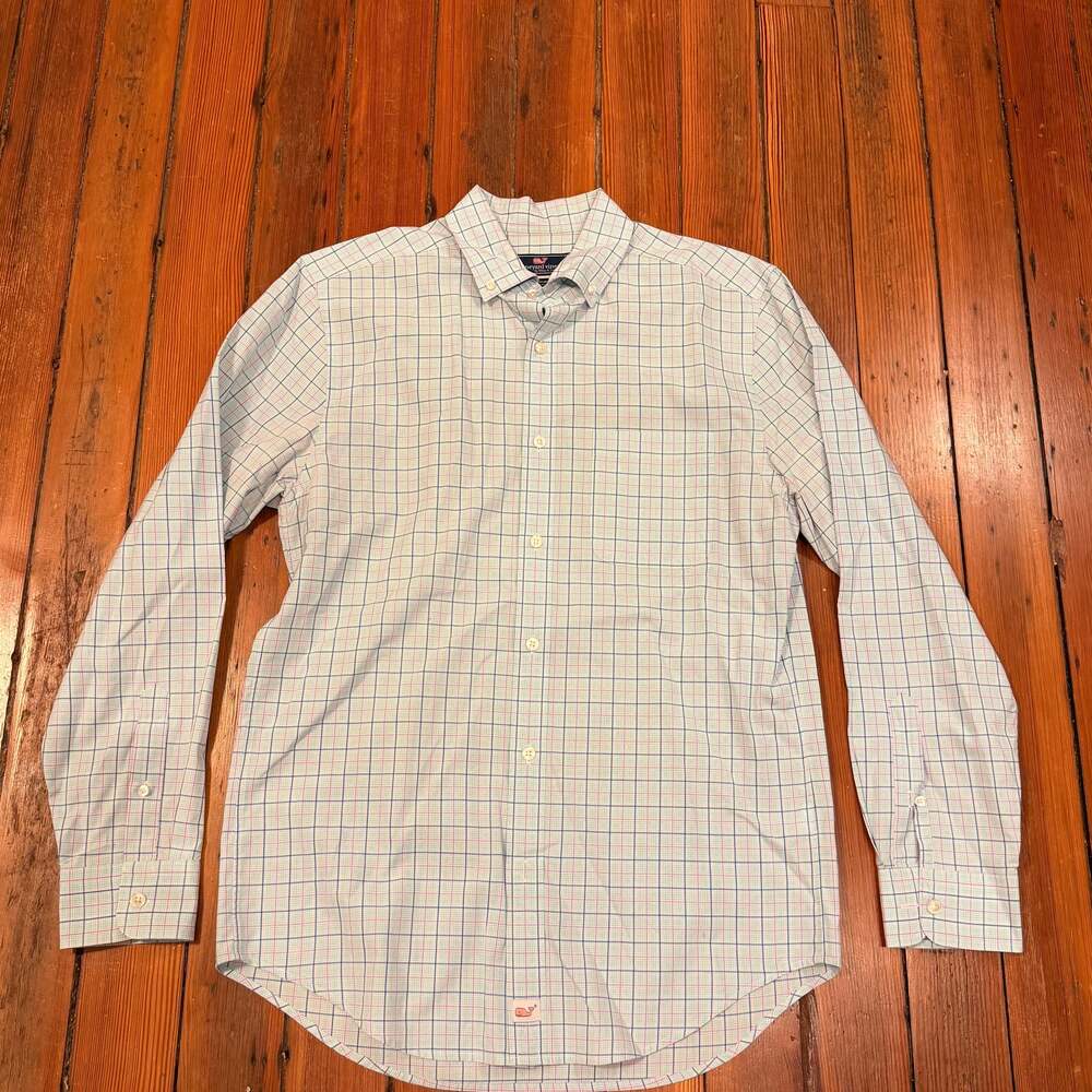 Vineyard Vines Men's Classic Fit Murray Blue Check Button Down Casual Shirt